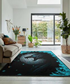 Wolf Art Deco Rug, Viking Fenrir Wolf Rug Personalized Carpet Viking