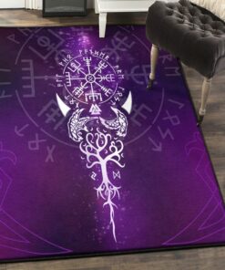 Viking God Playroom Rug, Viking Vegvisir Rug Personalized Carpet Viking