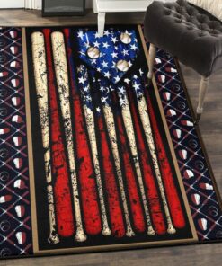Home Run Kitchen Rugs, American Flag Baseball Rug
