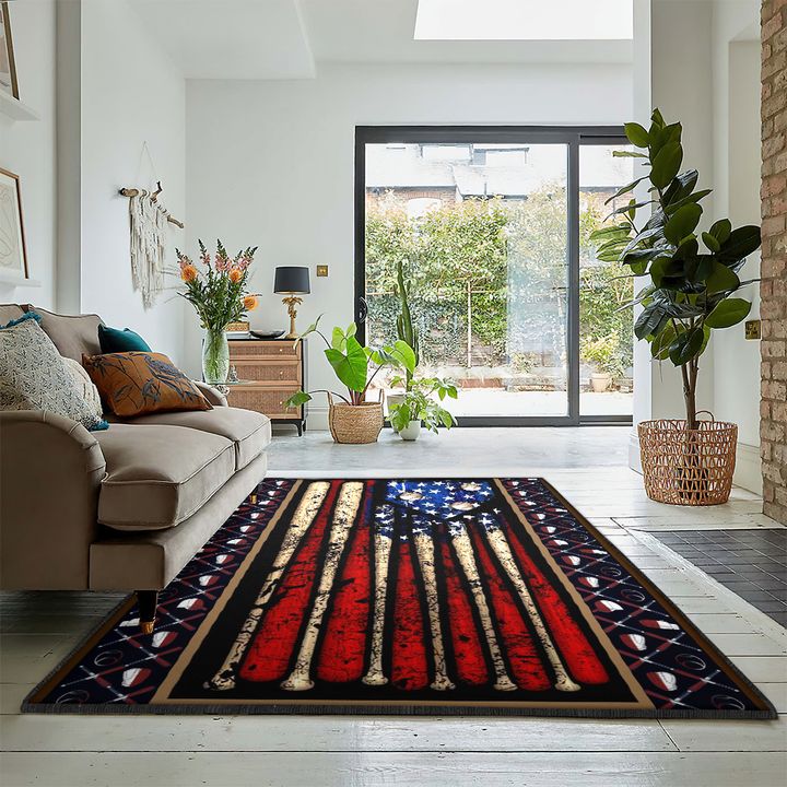 Home Run Kitchen Rugs, American Flag Baseball Rug
