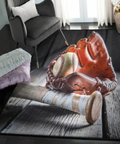 Baseball Bat Living Room Rugs, Baseball Rug