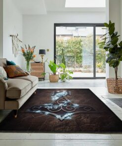 Viking Bedroom Rugs, Viking God Of Thunder Rug Personalized Carpet Viking