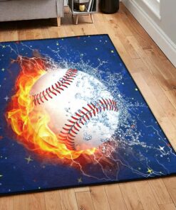 Baseball Indoor Outdoor Carpet, Baseball Fire And Water Rug