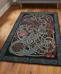 Viking God Bedroom Rugs, Yggdrasil Viking Rug Personalized Carpet Viking