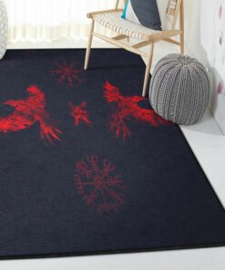 Red Raven Viking Area Rugs, Viking Rug Personalized Carpet Viking