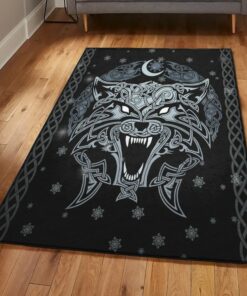 Twilight Outdoor Carpet, Viking Wolf Black Rug Personalized Carpet Viking