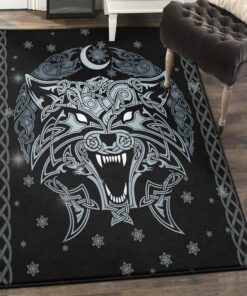 Twilight Outdoor Carpet, Viking Wolf Black Rug Personalized Carpet Viking