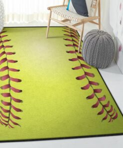 Baseball Bat Carpets For Living Room, Baseball Yellow Rug