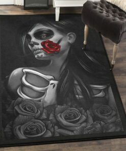 Female Indoor Outdoor Rugs, Skull Tattoo Girl Rug