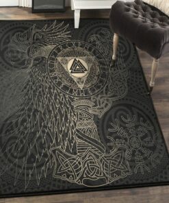 Raven Viking Area Rug, Viking Rug Personalized Carpet Viking
