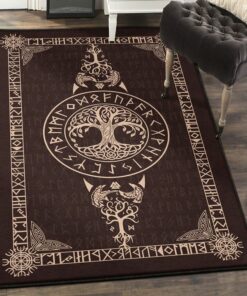 Viking Area Rug, Viking Yggdrasil Brown Rug Personalized Carpet Viking
