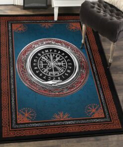 Viking Art Bedroom Rugs, Viking Logo Norse Mythology Rug Personalized Carpet Viking
