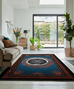 Viking Art Bedroom Rugs, Viking Logo Norse Mythology Rug Personalized Carpet Viking