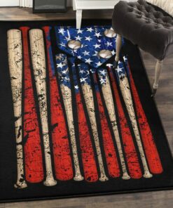 Baseball America Carpets For Living Room, Baseball American Flag Rug