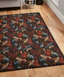 Student Washable Area Rugs Old School Tattoo Rug