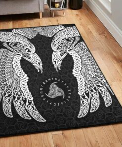Viking Art Area Rugs For Living Room, Viking Munin Rug Personalized Carpet Viking