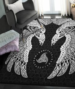 Viking Art Area Rugs For Living Room, Viking Munin Rug Personalized Carpet Viking