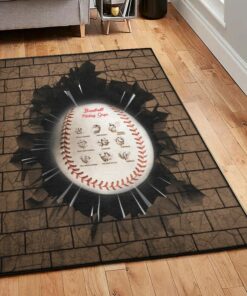 Baseball Bat Large Living Room Rugs, Baseball Pitching Grips Rug