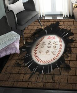 Baseball Bat Large Living Room Rugs, Baseball Pitching Grips Rug