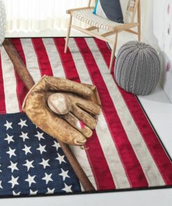 America Gifts Bedroom Rugs, Baseball American Flag Rug