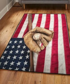 America Gifts Bedroom Rugs, Baseball American Flag Rug