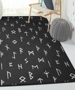 Viking Area Rugs, Scandinavian Viking Futhark Norse Runes Pattern Rug Personalized Carpet Viking