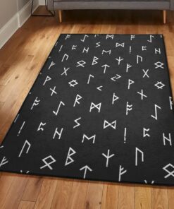 Viking Area Rugs, Scandinavian Viking Futhark Norse Runes Pattern Rug Personalized Carpet Viking