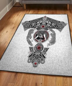 Wolf Viking Area Rugs, Viking Rug Personalized Carpet Viking