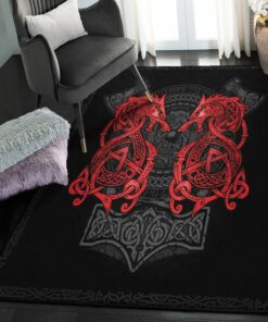 Viking Life Area Rug, Viking Fenrir Rug Personalized Carpet Viking