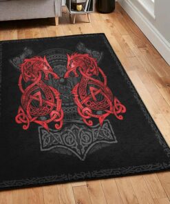 Viking Life Area Rug, Viking Fenrir Rug Personalized Carpet Viking