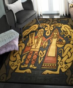 Viking Life Washable Rugs, Viking Norse Mythology Bragi And Idunna Rug Personalized Carpet Viking