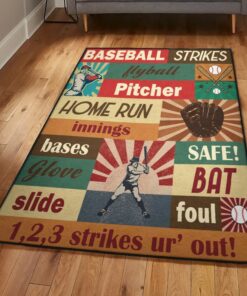 Baseball Bat Large Area Rugs, Baseball Rug