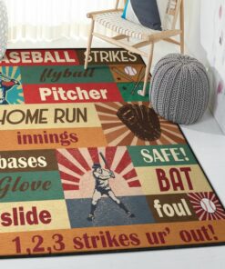 Baseball Bat Large Area Rugs, Baseball Rug