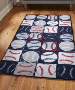 Baseball Dining Room Rug, Baseball Rug for Bedroom