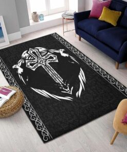 Religion Cool Rugs, Viking Twin Eagle Cross Rug Personalized Carpet Viking