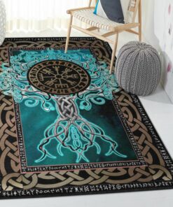 Viking Art Area Rugs For Living Room, Yggdrasil Viking Living Room Rug Personalized Carpet Viking