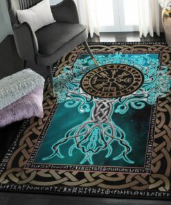 Viking Art Area Rugs For Living Room, Yggdrasil Viking Living Room Rug Personalized Carpet Viking