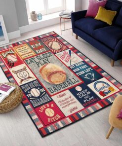 Baseball America Washable Area Rugs, Baseball Rug for Bedroom