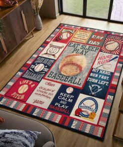 Baseball America Washable Area Rugs, Baseball Rug for Bedroom
