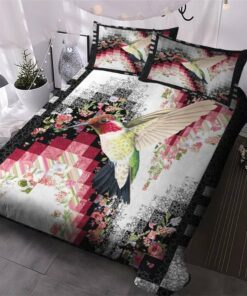 Hummingbird Quilt Bedding Set Gifts for Hummingbird Lover Bedroom Decor