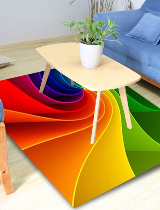 3D Colorful Tye-dye Vortex Carpet Bottomless Hole Optical Illusion Area Rug