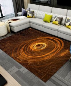 Vortex Rug, Ilusion Rug, Orange Carpet Home Decor For Living Room, Bedroom