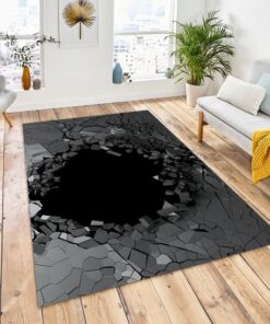 Black Vortex Illusion Rug, 3D Effect, Different Sizes, Optical Illusion, 3D Vortex Illusion Rug, Brick Rug