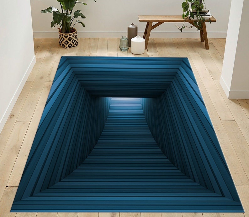 3D Vortex Rug, 3D Illusion Rug, Rectangular Illusion Rug, Vortex
