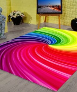 3d Rugs for Living Room, Colorful Vortex Rug, Home Decor Rugs