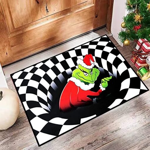 IRmm 3D Vortex Illusion Rug, Christmas Non-Slip Visual Carpet for Christmas Decorations