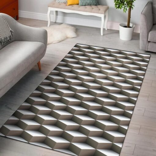Cube Optical Illusion Area Rug Home Decor