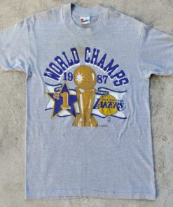 1987 Lakers World Champions Graphic T-Shirt Sweatshirt Pullover Hoodie Reprinted Full Color Full Size Gift for L.A.Lakers Fans