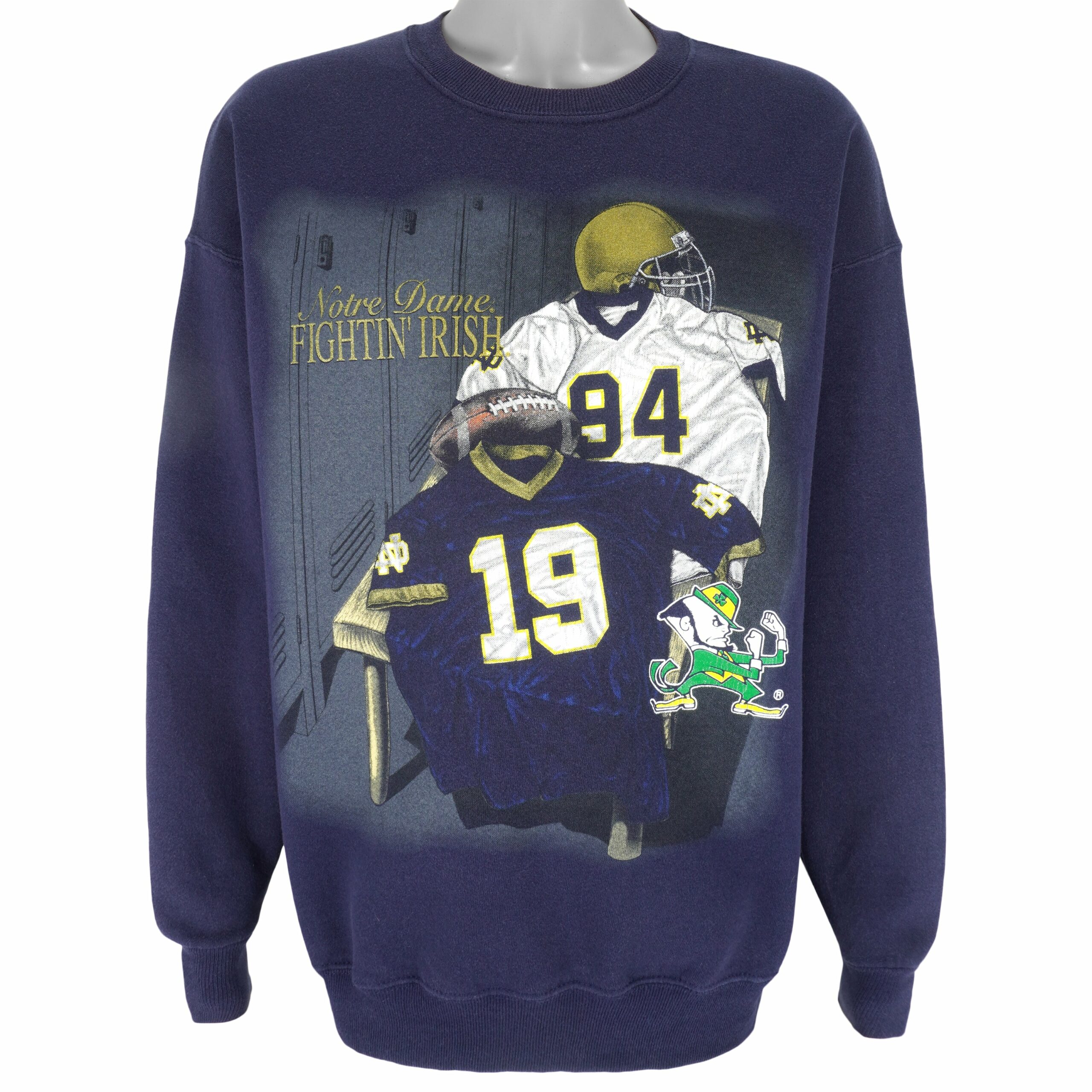 1990s Vintage Style NCAA Notre Dame Fighting Irish Sweatshirt Hoodie Shirt Reprinted Full Size Gifts for Fans