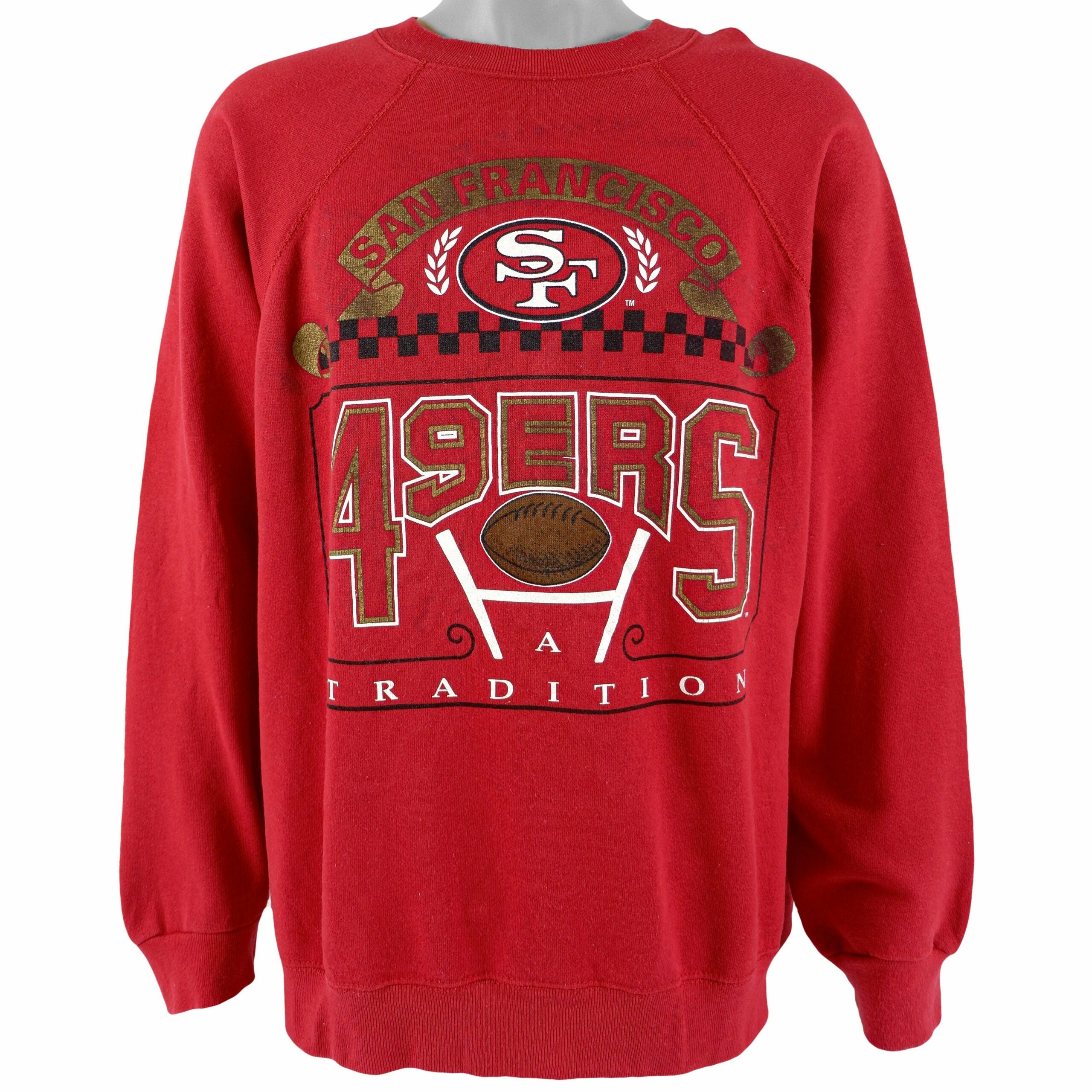 1990s Vintage Style NFL San Francisco 49ers Crew Neck Sweatshirt Hoodie Shirt Reprinted Full Size Gifts for Fans